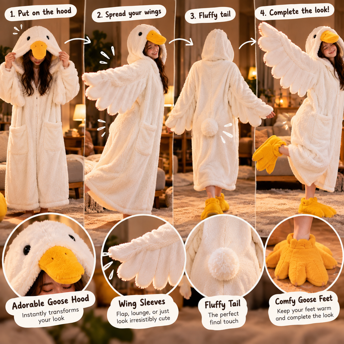 The Honk Robe, goose robe with matching slippers (photo 6 of 7)
