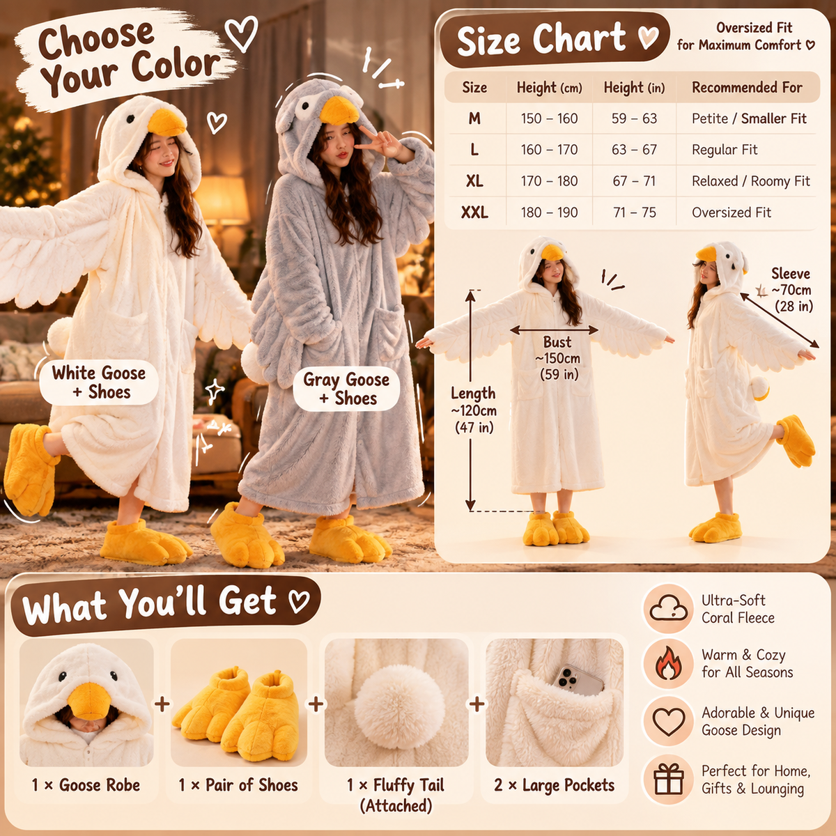 The Honk Robe, goose robe with matching slippers (photo 7 of 7)